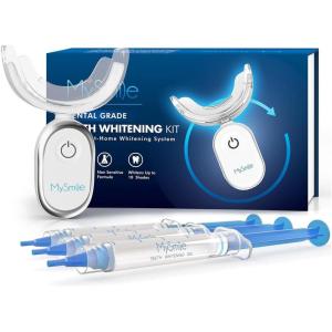 MySmile Teeth Whitening Kit for Sensitive Teeth with LED Light, 10 Min Non-Sensitive Fast Tooth Whitener, 3 Carbamide Peroxide Whitening Gel, Powerful Formula, Enamel Safe(Blue)