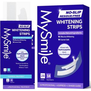 MySmile Teeth Whitening Strips, Hydroxyapatite-Infuse White Strips, Non-Sensitive Tooth Whitener with Soothing Natural Ingredients, Enamel-Safe, Residue-Free, Non-Slip (28 Count)(28 Count (Pack of 1))