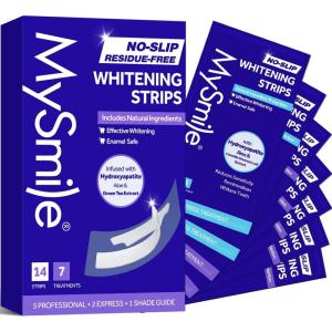 MySmile Teeth Whitening Strips, Hydroxyapatite-Infuse White Strips, Non-Sensitive Tooth Whitener with Soothing Natural Ingredients, Enamel-Safe, Residue-Free, Non-Slip (28 Count)(14 Count (Pack of 1))