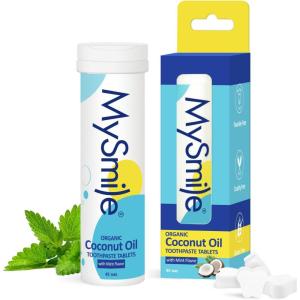 MySmile Toothpaste Tablets – Nano hydroxyapatite, Flouride Free, Organic Coconut Oil Travel Mouthwash Tablets, Remineralize & Reduce Sensitivity Toothpaste Bites for Brushing & Freshing Teeth