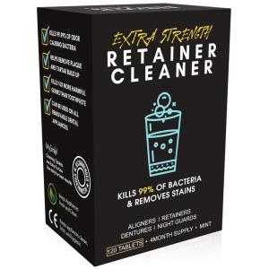 Mysmile Retainer Cleaner with 120 Denture Cleaning Tablets, 3 Min Faster Denture Cleaner Removes Plaque, Odors, Stains from Aligner, Invisalign, Mouth Guard, Night Guard……